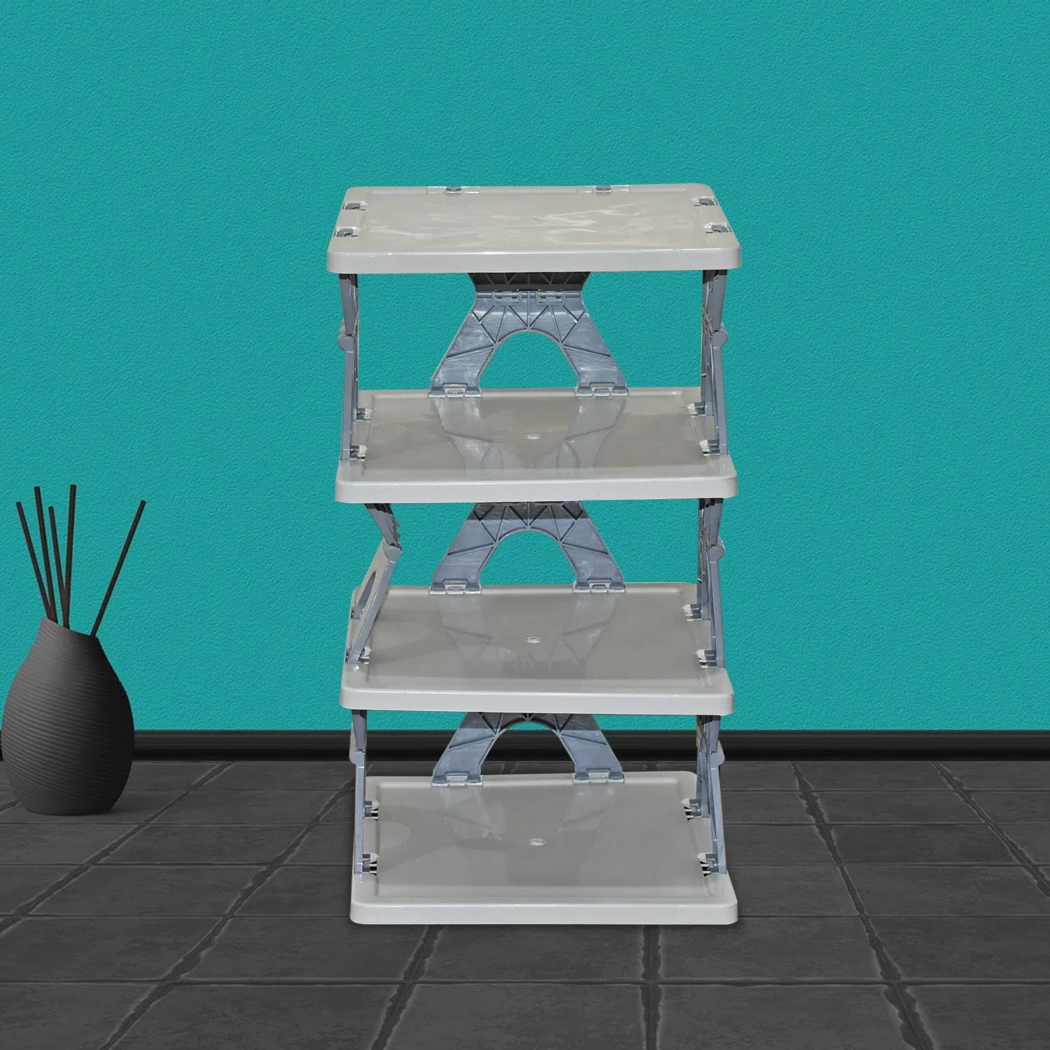 Smart Shoe Rack Shoes Stand Multifunctional Entryway Foldable  Collapsible Door Shoe Rack Free Standing Heavy Duty Plastic Shoe Shelf Storage Organizer Narrow Footwear Home (1 Pc 4 Layer 6 Layer 8 Layer)