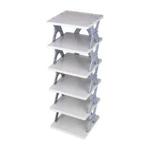 Smart Shoe Rack with 6 Layer Shoes Stand Multifunctional Entryway Foldable &amp; Collapsible Door Shoe Rack Free Standing Heavy Duty Plastic Shoe Shelf Storage Organizer Narrow Footwear Home (Mix Color)