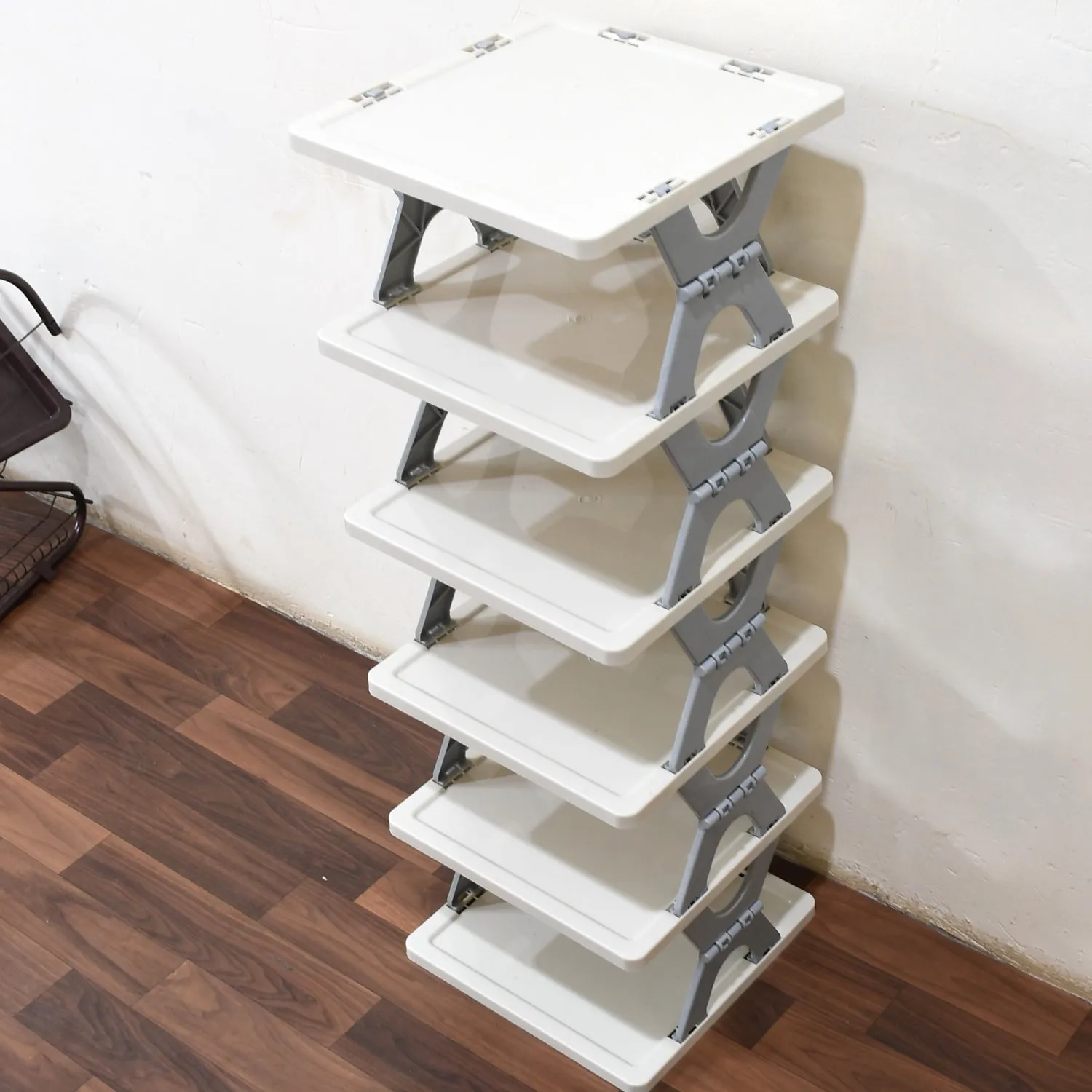 Smart Shoe Rack with 6 Layer Shoes Stand Multifunctional Entryway Foldable &amp; Collapsible Door Shoe Rack Free Standing Heavy Duty Plastic Shoe Shelf Storage Organizer Narrow Footwear Home (Mix Color)