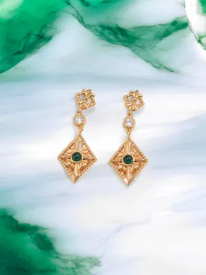 Sovrana - Green Zircon Rhombus Earrings