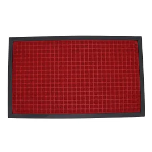 Square Design Entryway Mat - Black & Red 450 X 750