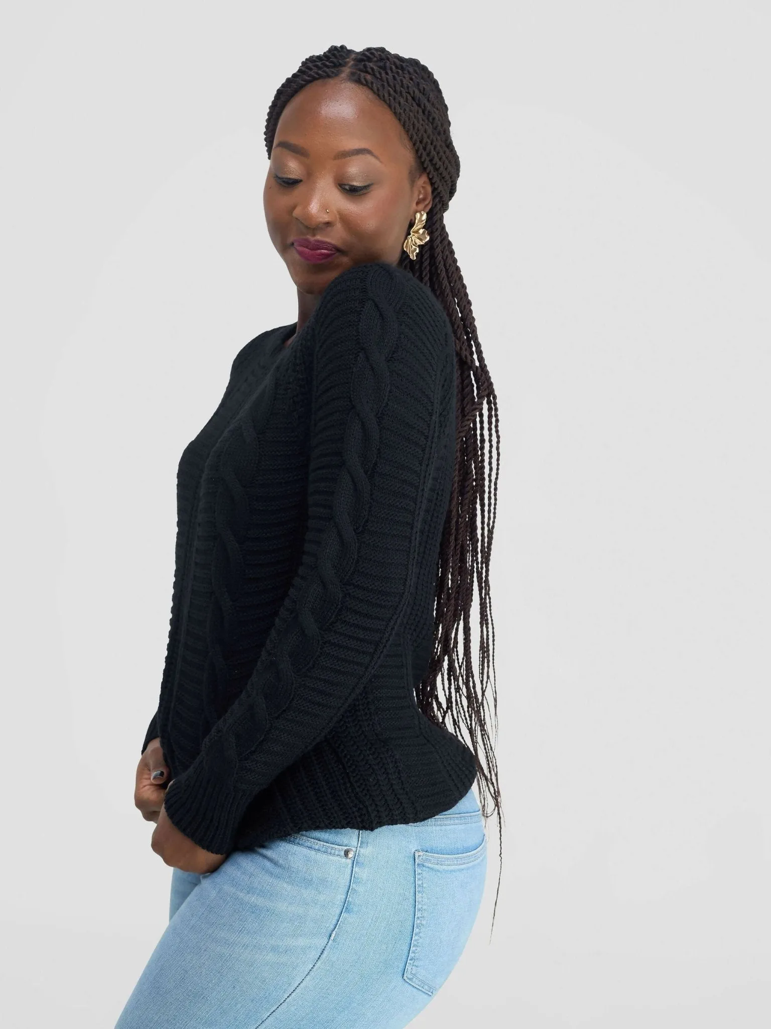 Stylish Sisters Fancy Sweater Top - Black