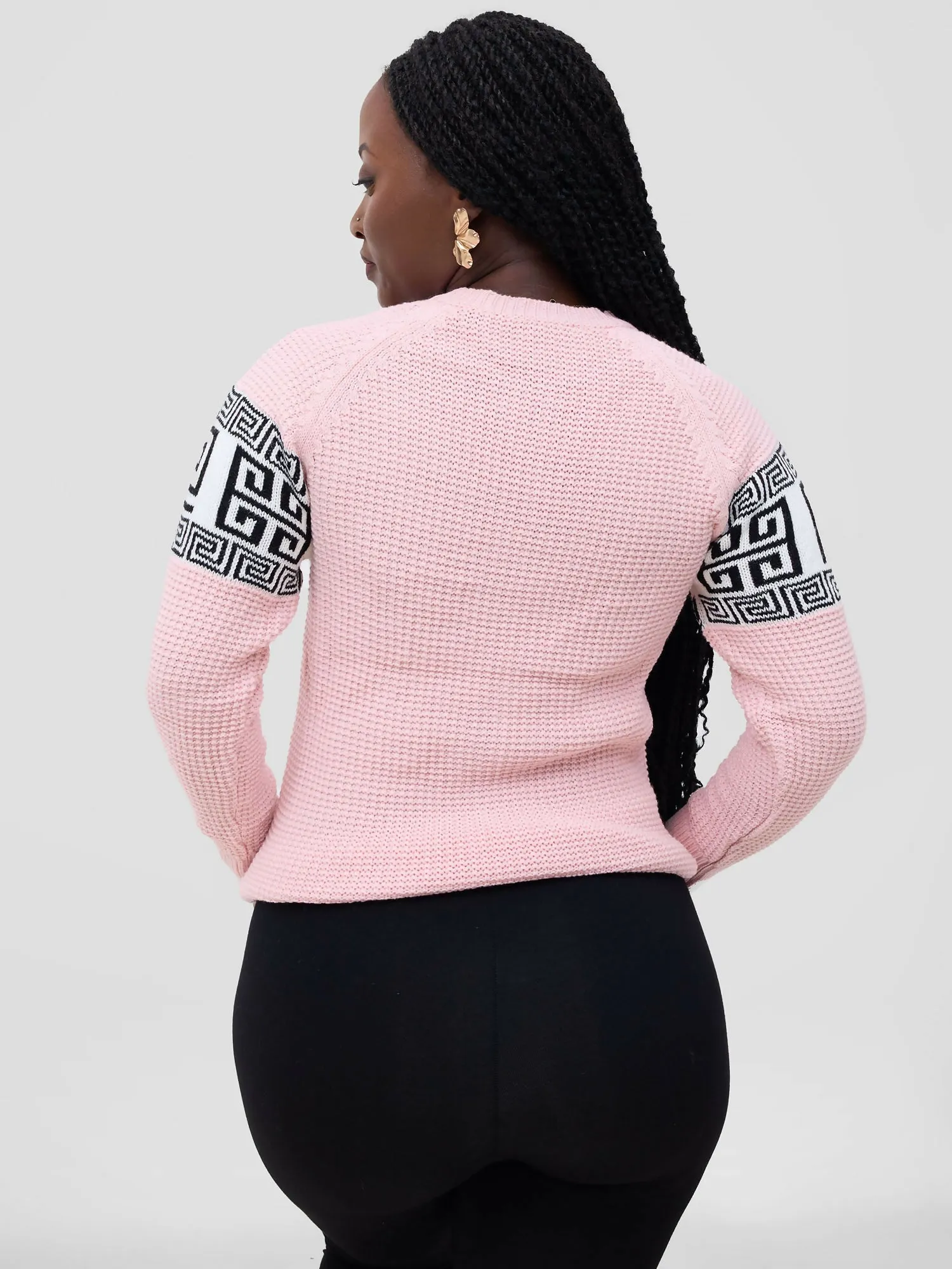 Stylish Sisters Quality Sweater Top - Light Pink / White