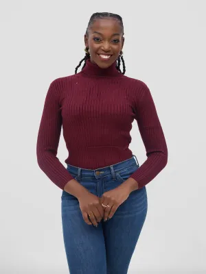 Stylish Sisters Warm Pull - neck Top - Maroon