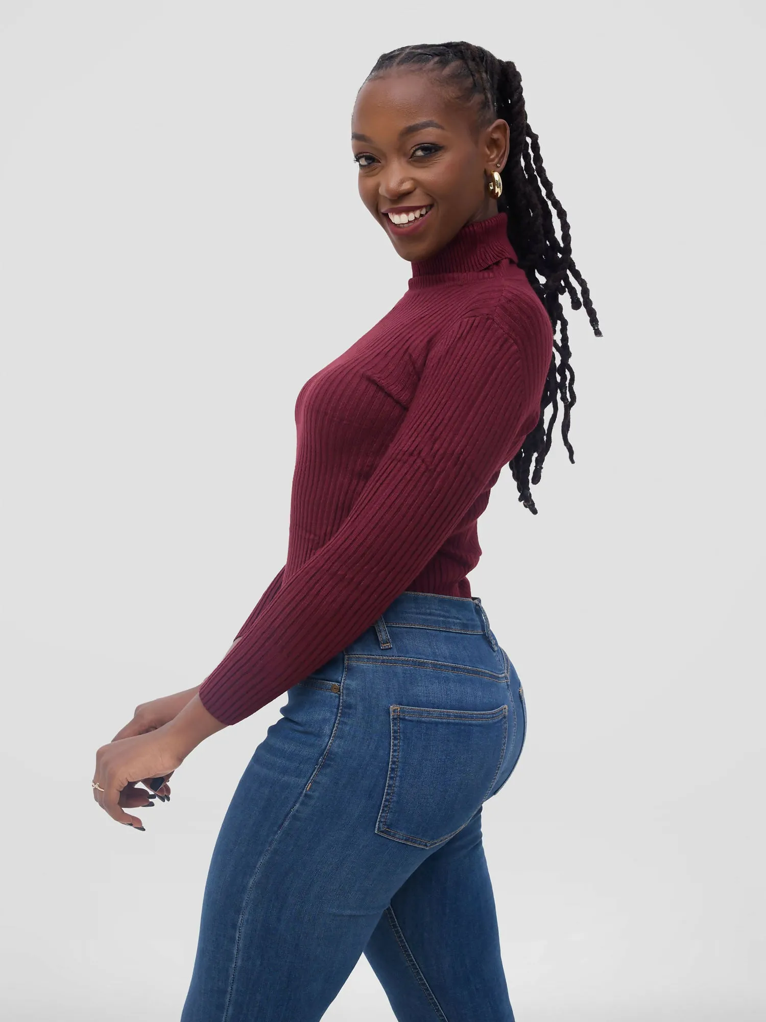 Stylish Sisters Warm Pull - neck Top - Maroon