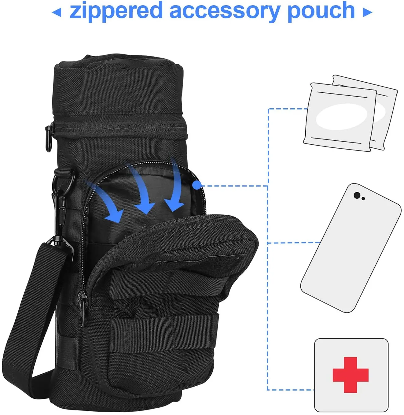 Tactical Water Bottle Pouch with Detachable Shoulder Strap | ProCase
