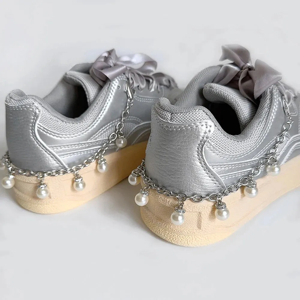 TAVIMART  -  Fashion Shoes Chain Decoration Luxury Rhinestone Chain Canvas Board Shoes Accessories Pearl Heart Star Charm Shoe Buckle Jewelry