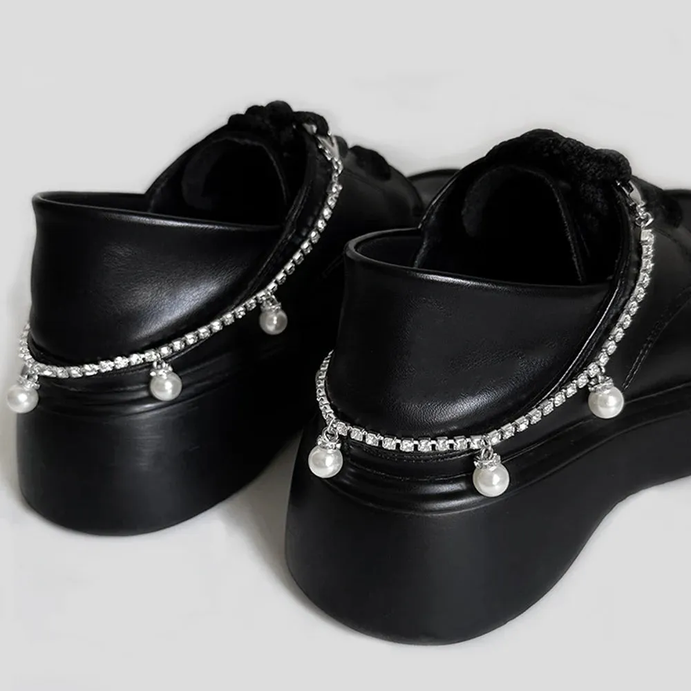 TAVIMART  -  Fashion Shoes Chain Decoration Luxury Rhinestone Chain Canvas Board Shoes Accessories Pearl Heart Star Charm Shoe Buckle Jewelry