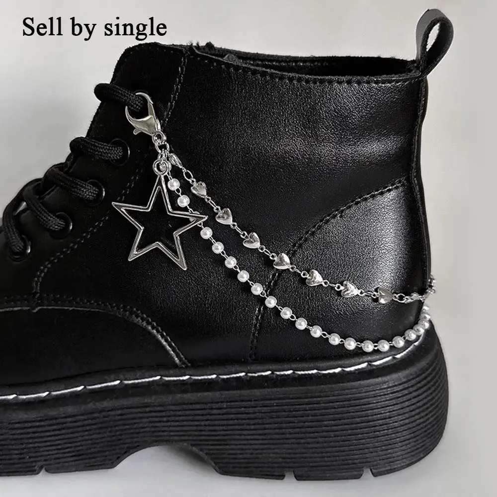 TAVIMART  -  Fashion Shoes Chain Decoration Luxury Rhinestone Chain Canvas Board Shoes Accessories Pearl Heart Star Charm Shoe Buckle Jewelry
