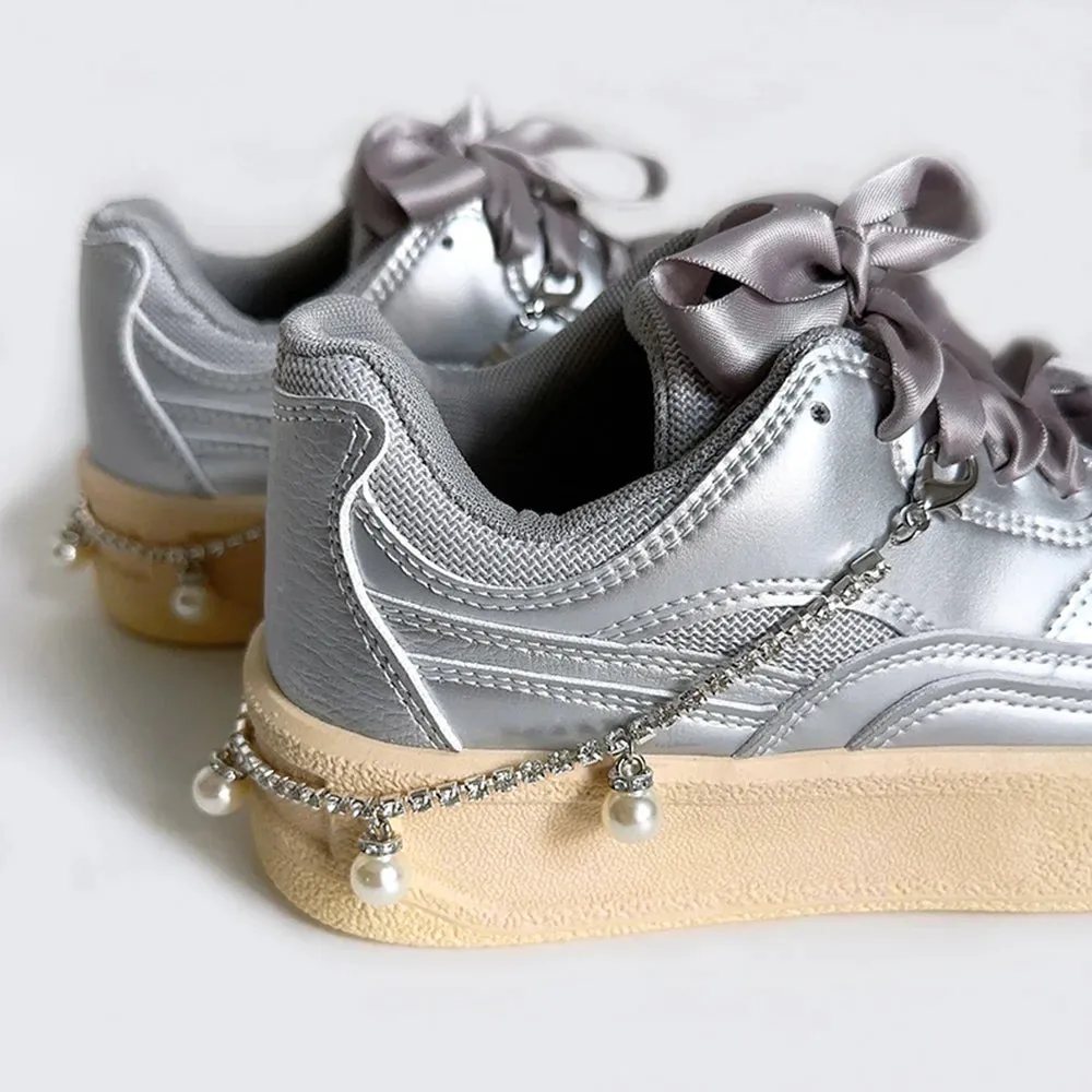 TAVIMART  -  Fashion Shoes Chain Decoration Luxury Rhinestone Chain Canvas Board Shoes Accessories Pearl Heart Star Charm Shoe Buckle Jewelry