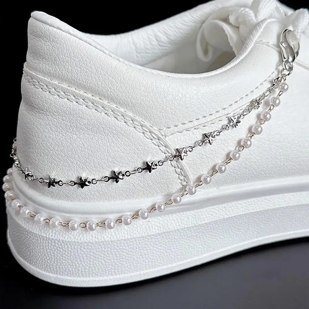 TAVIMART  -  Fashion Shoes Chain Decoration Luxury Rhinestone Chain Canvas Board Shoes Accessories Pearl Heart Star Charm Shoe Buckle Jewelry