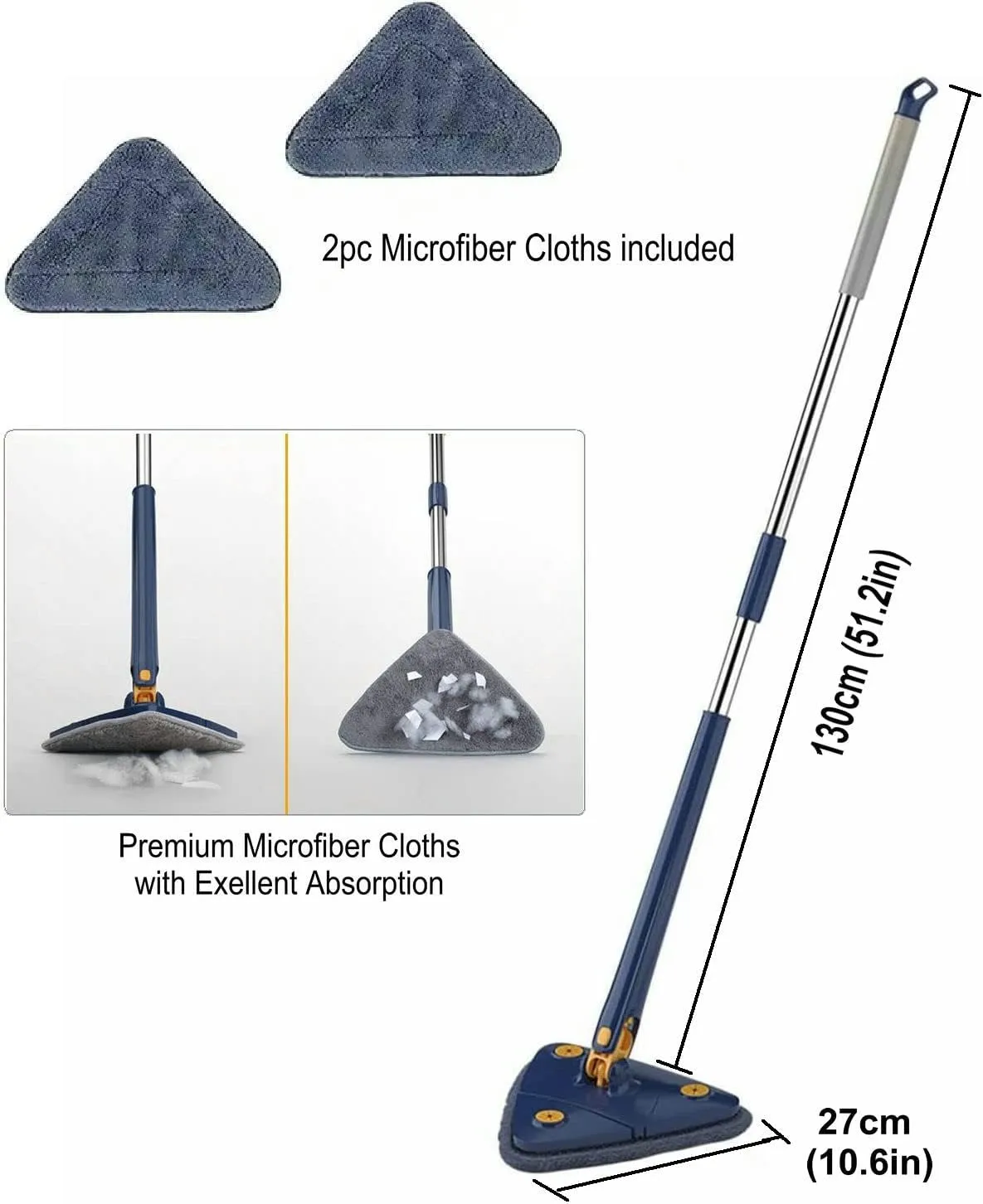 Triangle Twister Mop 360° Rotating Mop Triangular mop head easy cleaning Automatically twisting water