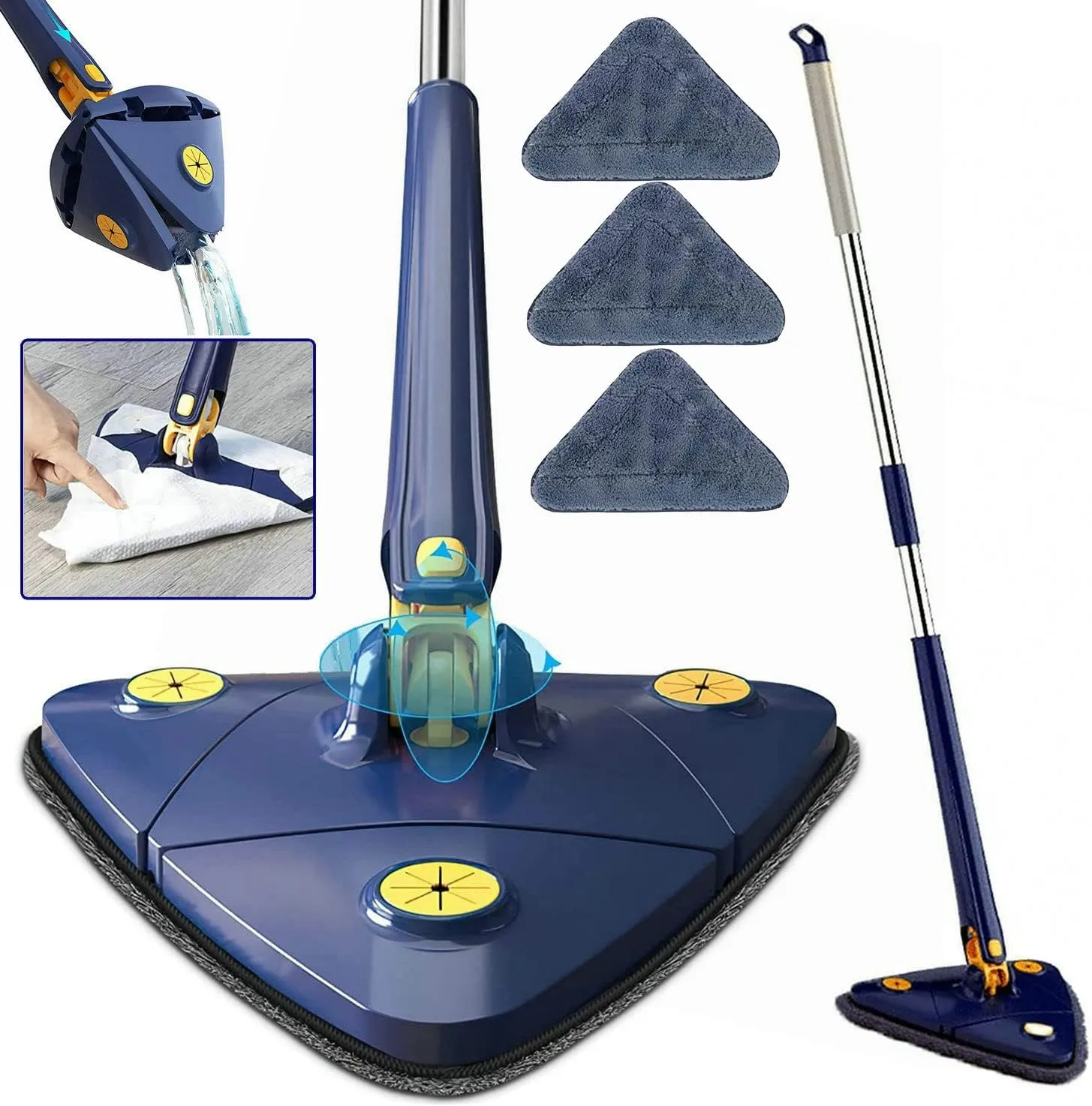 Triangle Twister Mop 360° Rotating Mop Triangular mop head easy cleaning Automatically twisting water