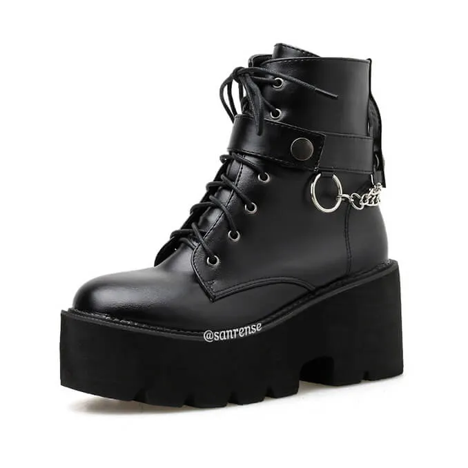 Uniwim Black Heel Platform Boots SE21135