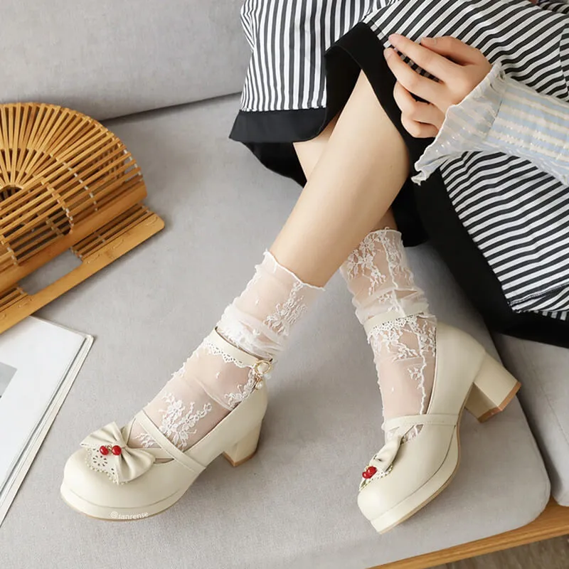 Uniwim Lace Flower Lolita Bow Shoes SE21481