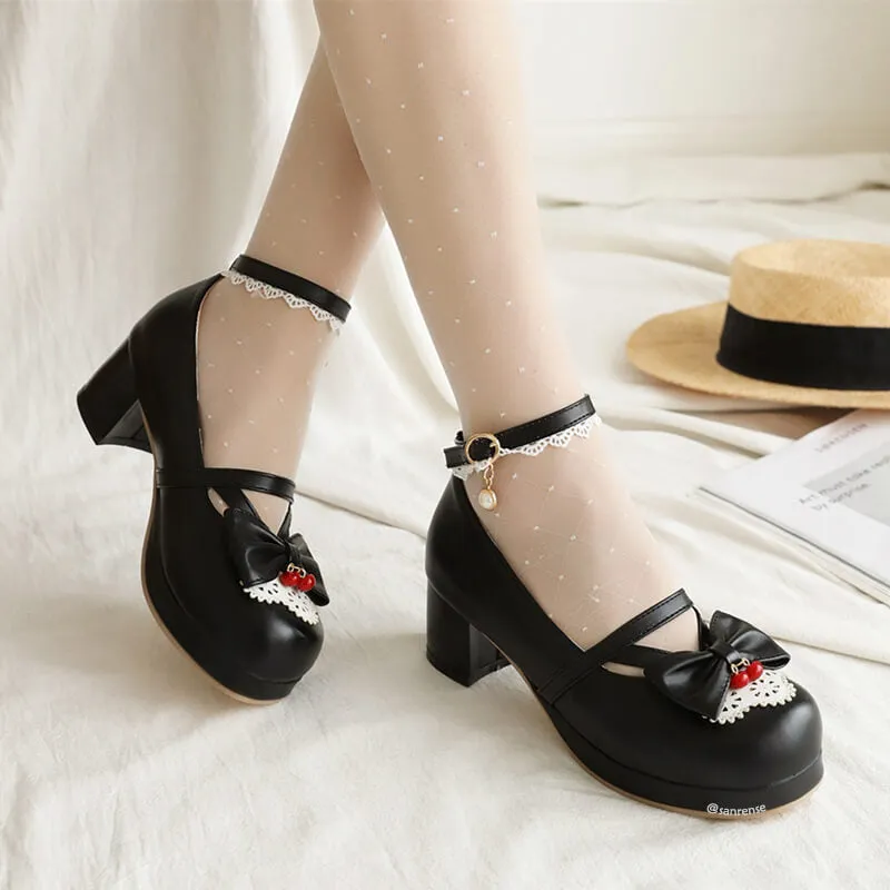 Uniwim Lace Flower Lolita Bow Shoes SE21481