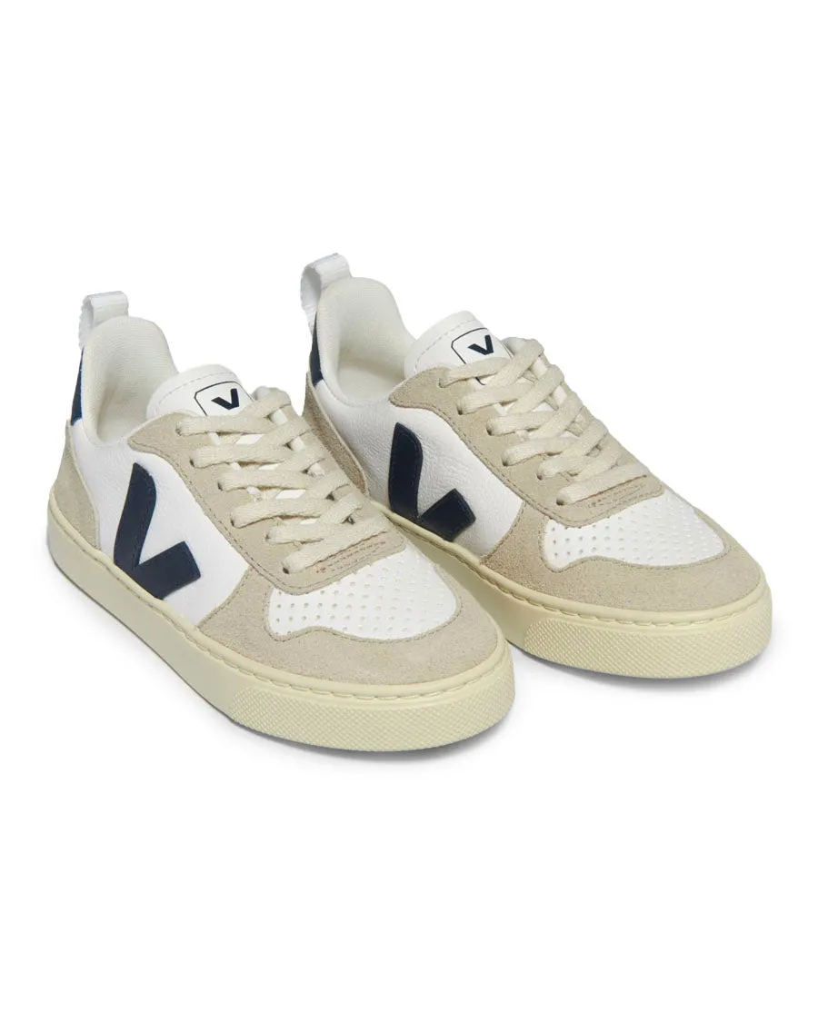 V-10 Laces Leather Sneakers - Extra White/Natico/Almond