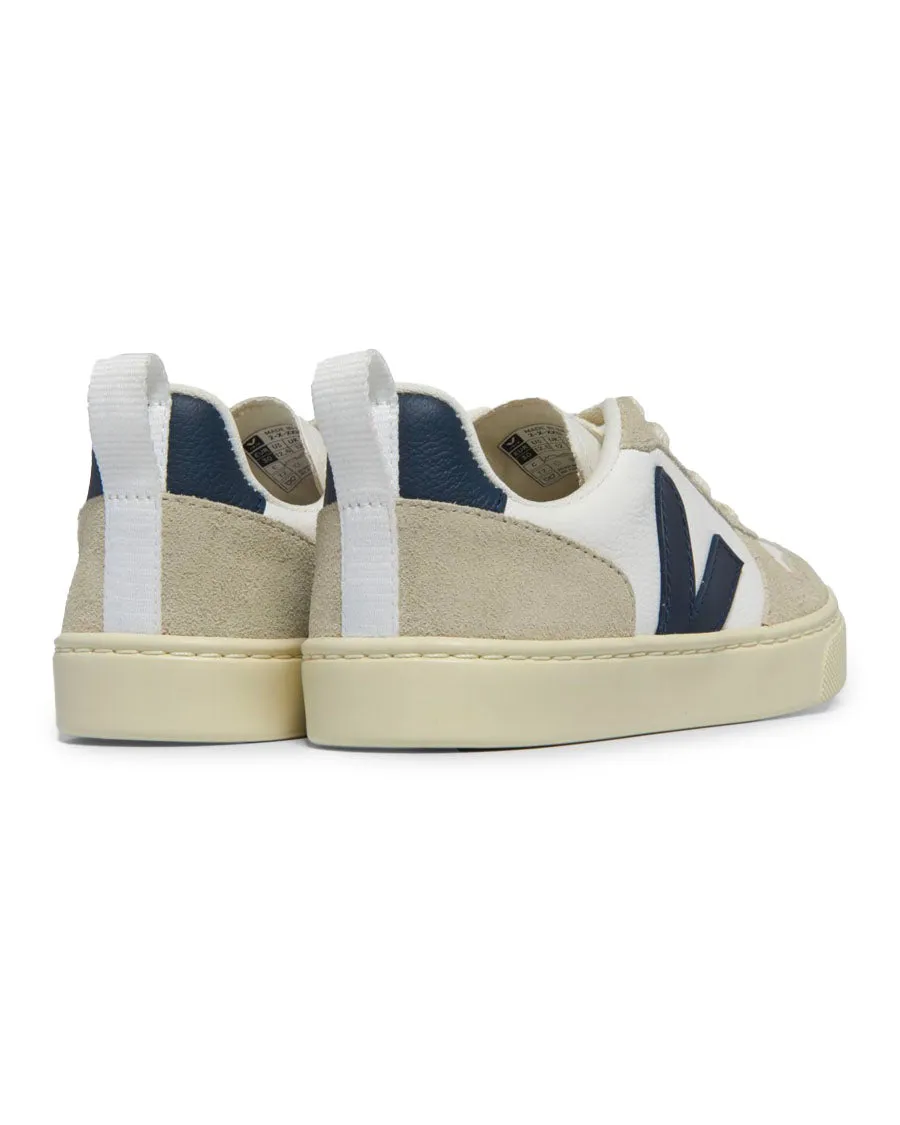 V-10 Laces Leather Sneakers - Extra White/Natico/Almond