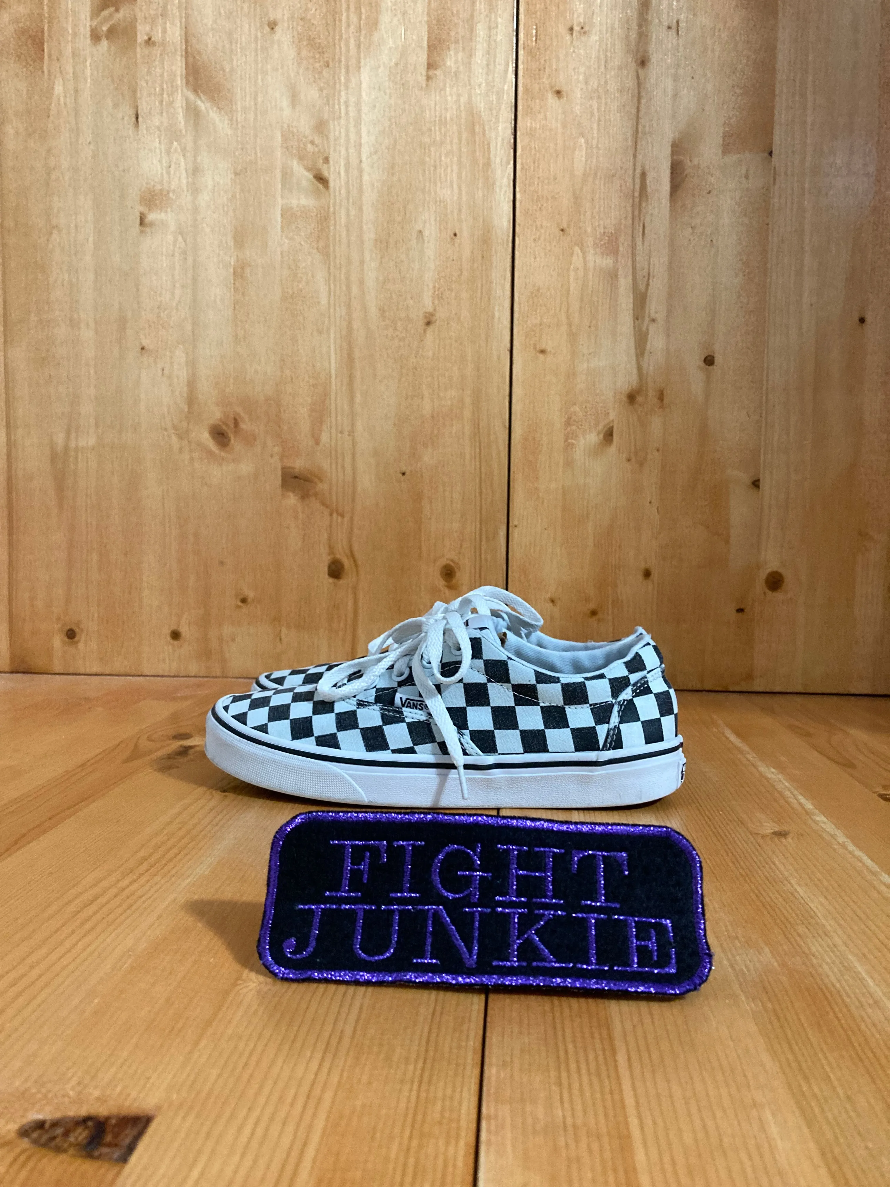 VANS AUTHENTIC CHECKERBOARD Womens Size 6.5 Low Top Fabric Shoes Sneakers White & Black 721356