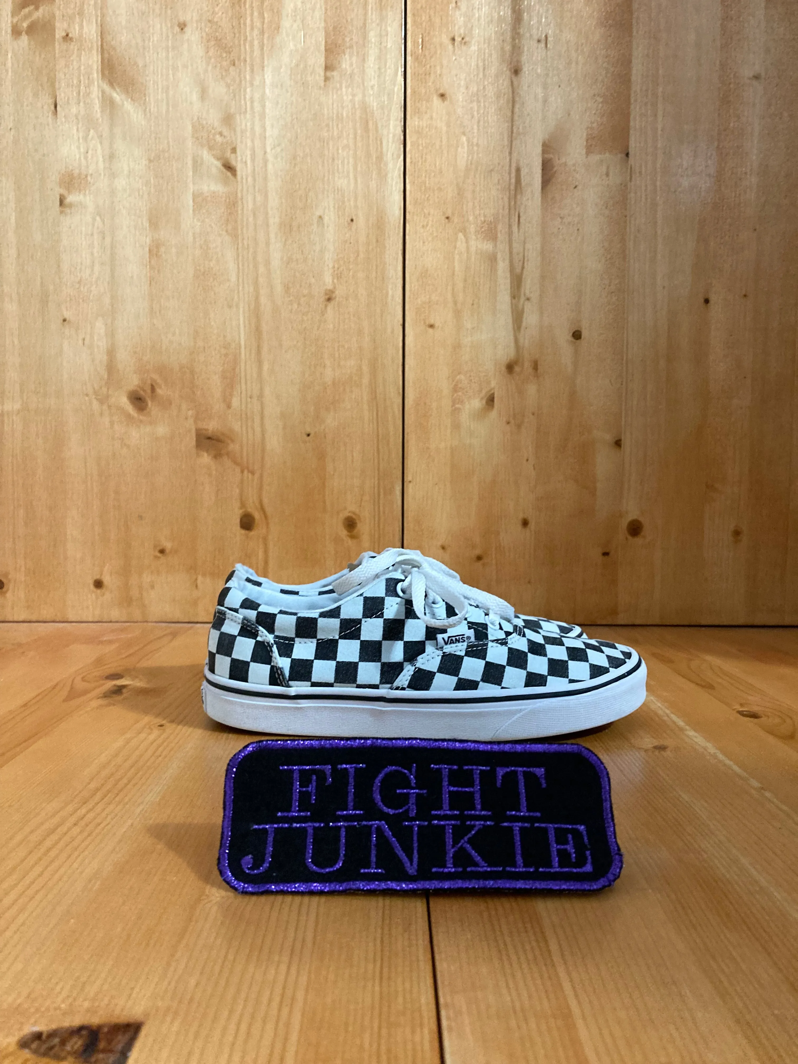 VANS AUTHENTIC CHECKERBOARD Womens Size 6.5 Low Top Fabric Shoes Sneakers White & Black 721356