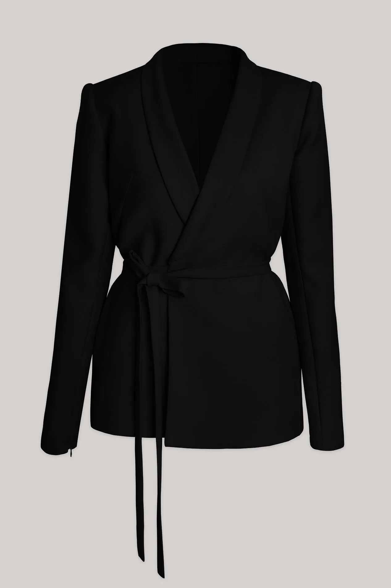 Virgin Wool Wrapped Blazer In Black