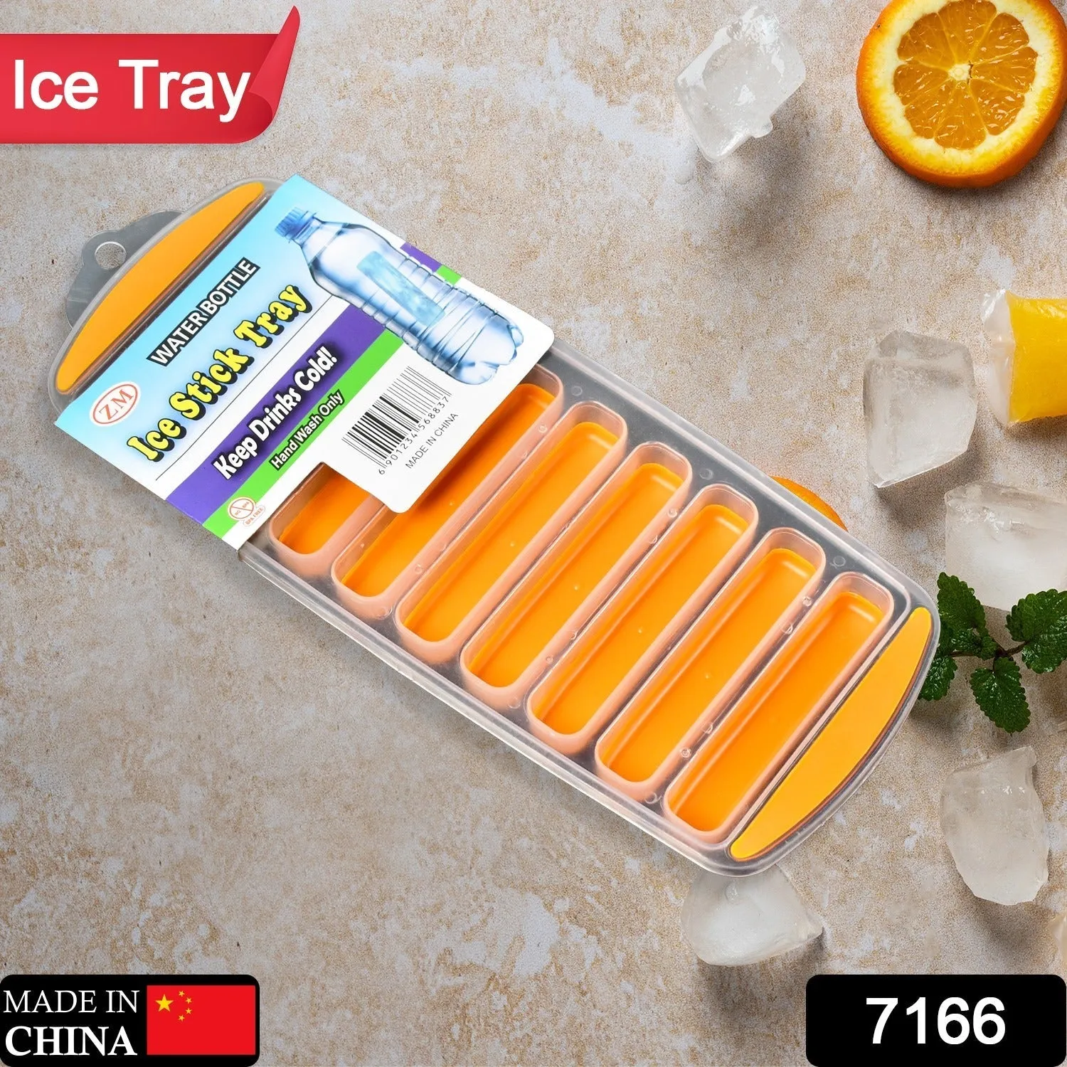 Water Bottle Long Stick Ice Cube Trays with Easy Push Pop Out Narrow Ice Stick Cubes Assorted Color Silicone Bottom Ice Stick Tray