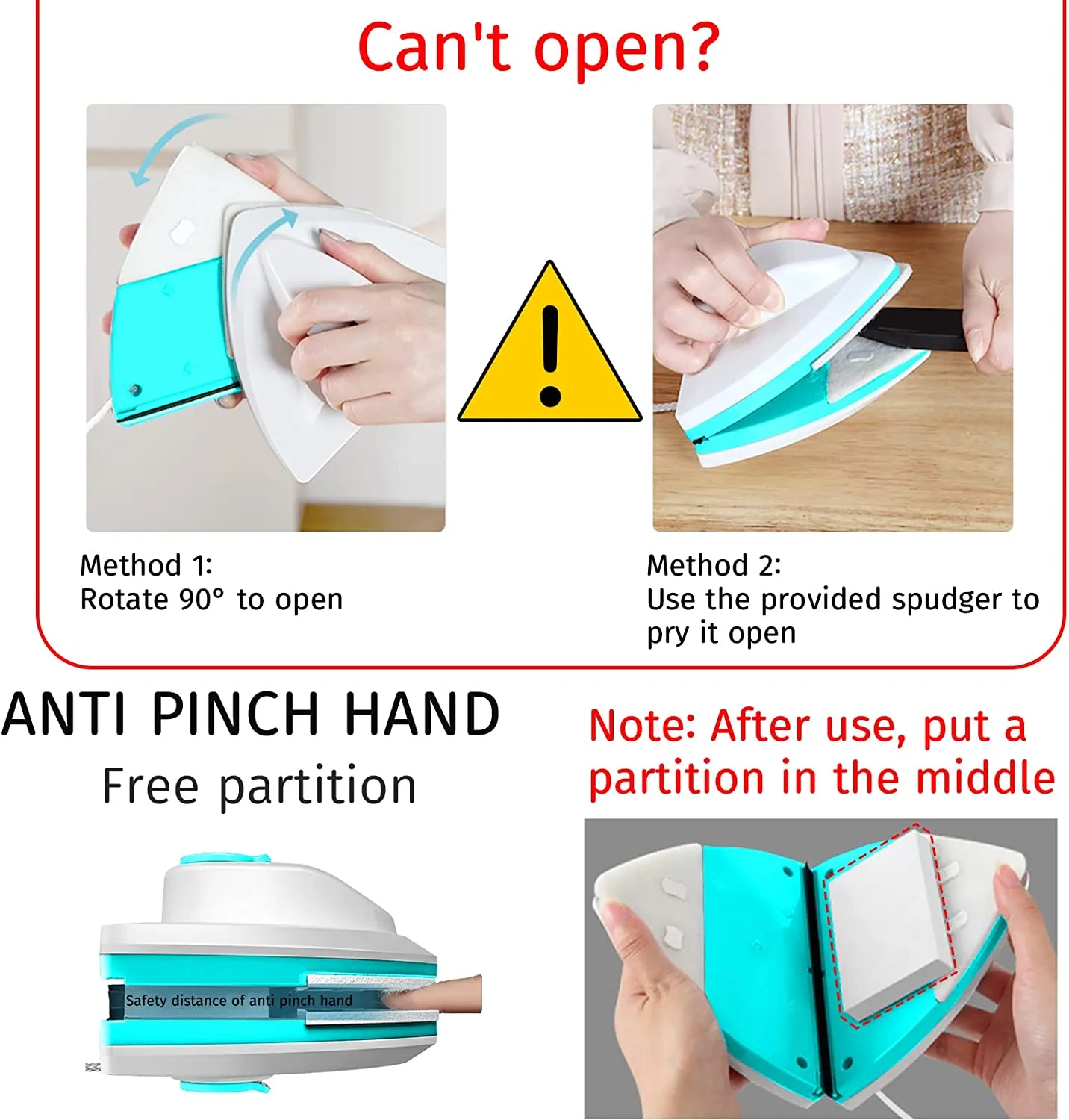 Water-filled Magnetic Double Side Glass Cleaning Brush 15-26mm