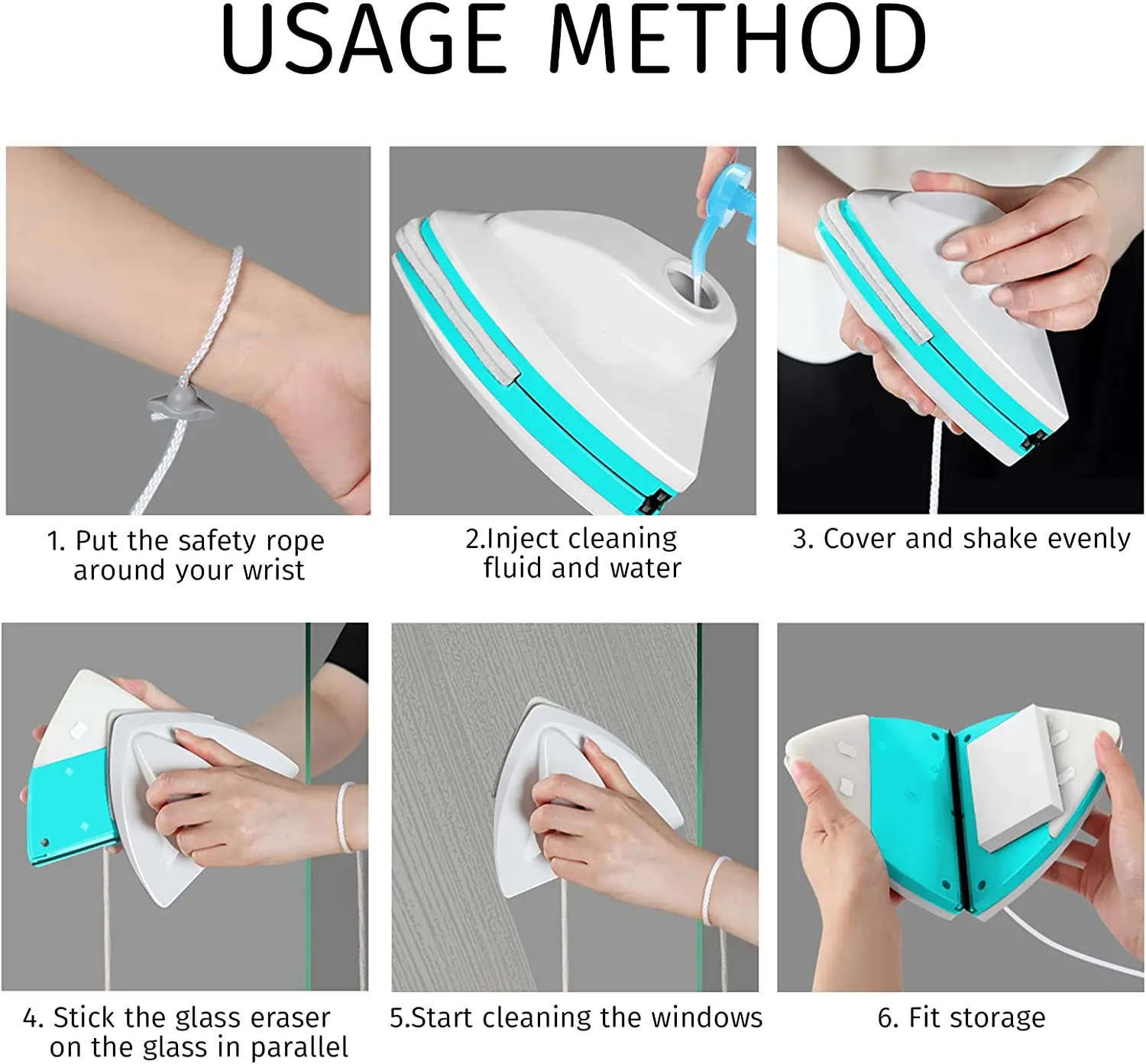 Water-filled Magnetic Double Side Glass Cleaning Brush 15-26mm