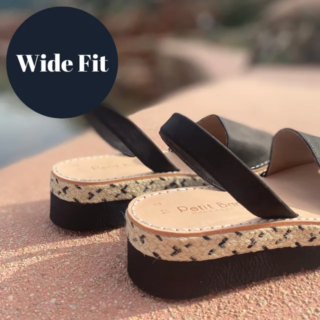 Wide Fit | Platform Avarcas | Double Black (Padded)