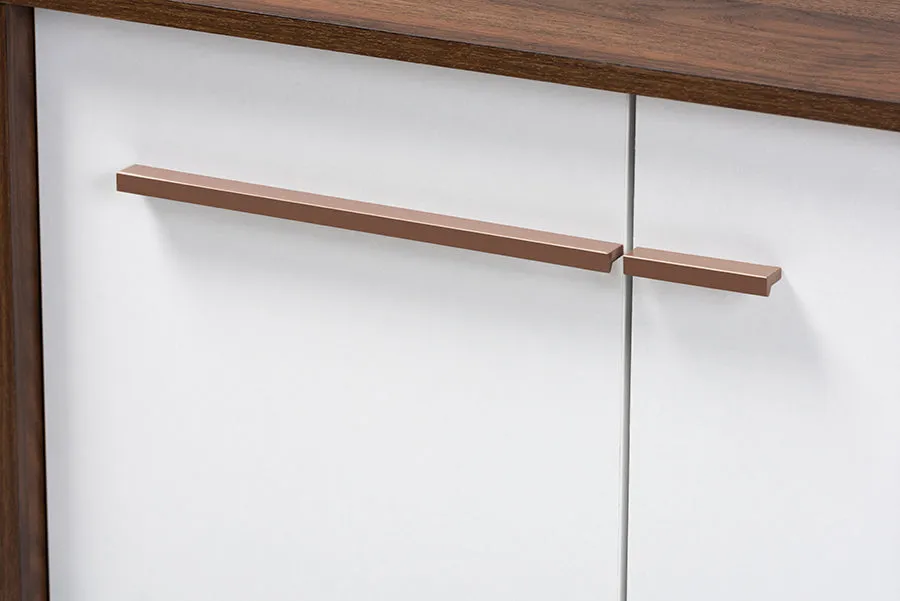 Willie Two-Tone White/Walnut Finished 5-Shelf Wood Entryway Shoe Cabinet