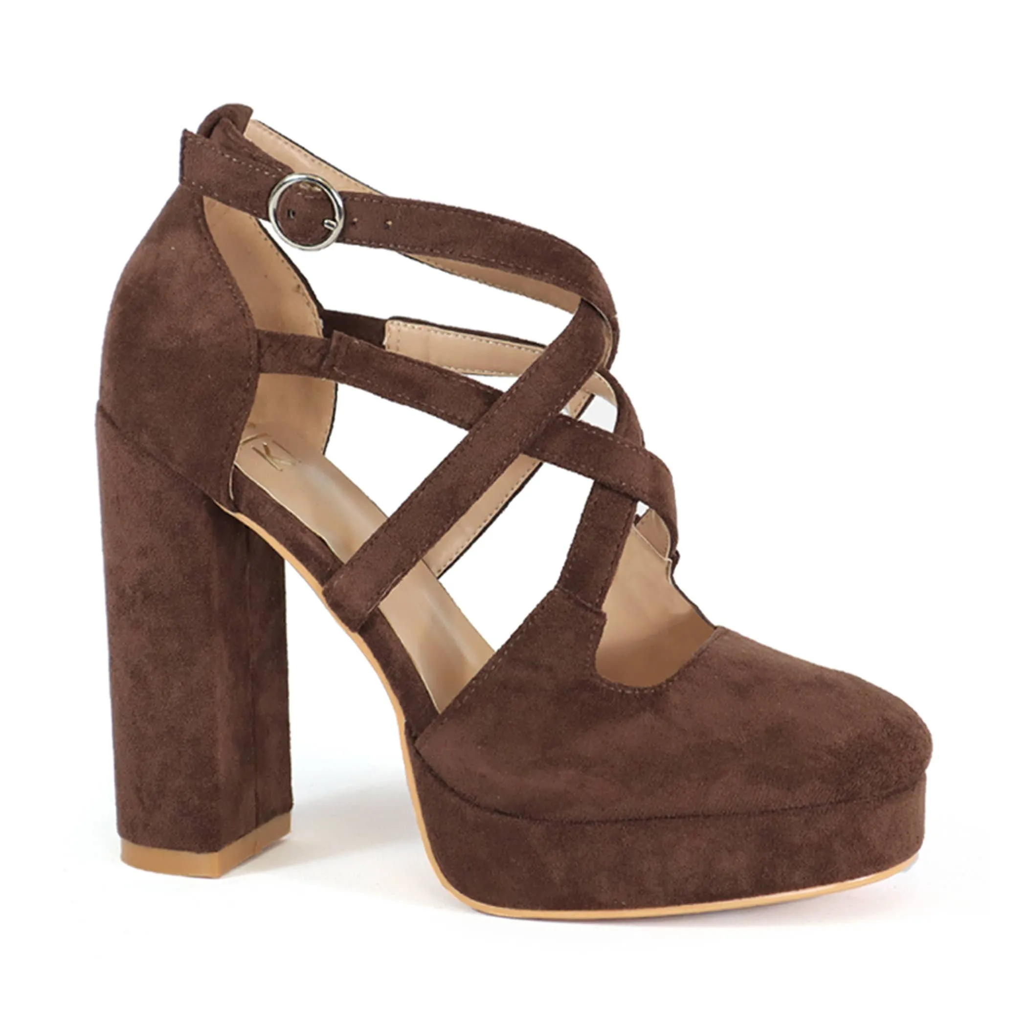 Yoki Womens Suede Platform Pump Heels